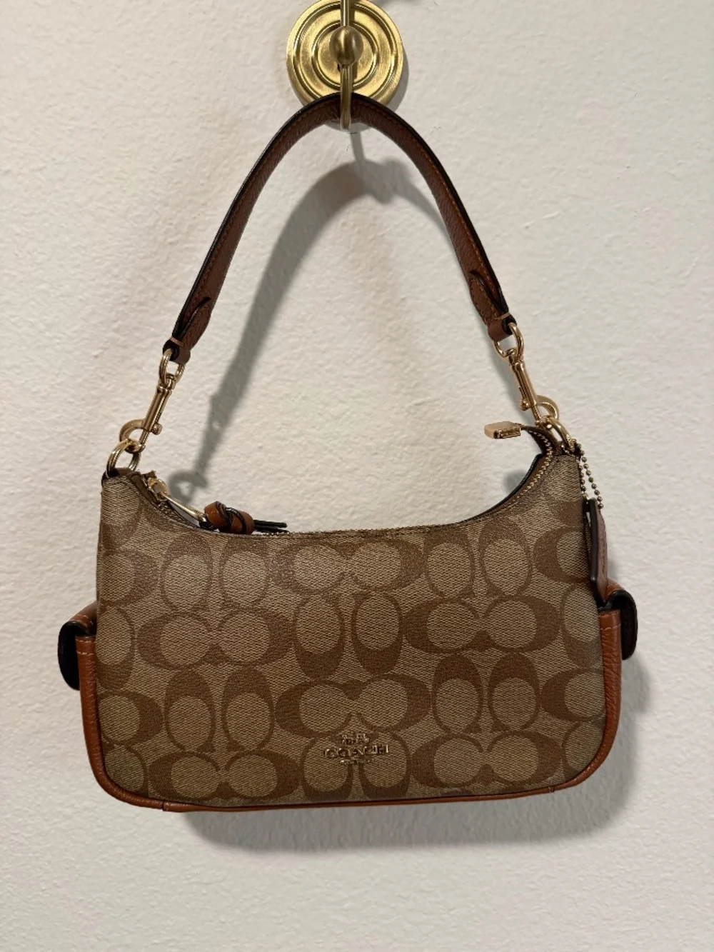 Coach Pennie Shoulder Bag in Signature Canvas and Pebble Leather